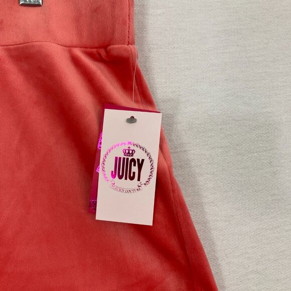 New Juicy Couture Coral Velvet Velour Stretch Pull-on Beaded Shorts Large - Picture 4 of 11